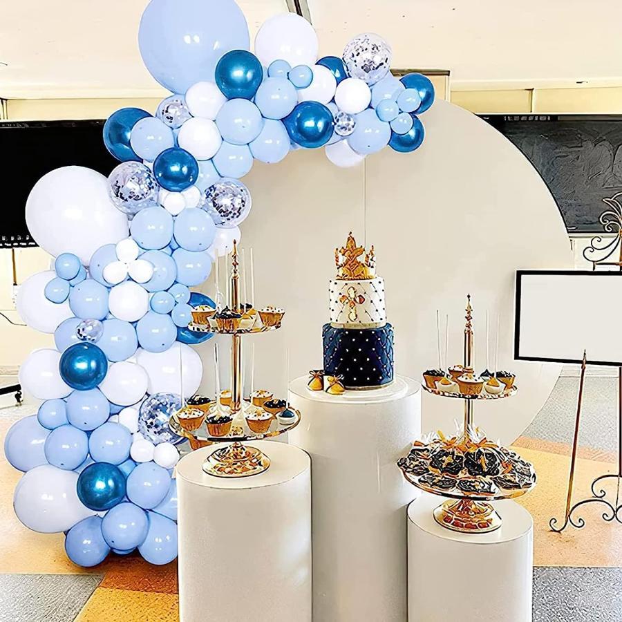 【並行輸入品】SJUENSXH 3PCS White Round Cylinder Pedestal Stands for Parties,の画像