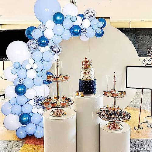 【並行輸入品】SJUENSXH 3PCS White Round Cylinder Pedestal Stands for Parties,の画像