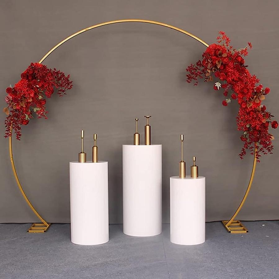 【並行輸入品】SJUENSXH 3PCS White Round Cylinder Pedestal Stands for Parties,の画像