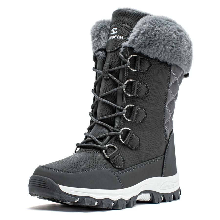 並行輸入品 HOBIBEAR Boys Kids Snow Boots Slip on Waterproof Warm Outdoor Wi