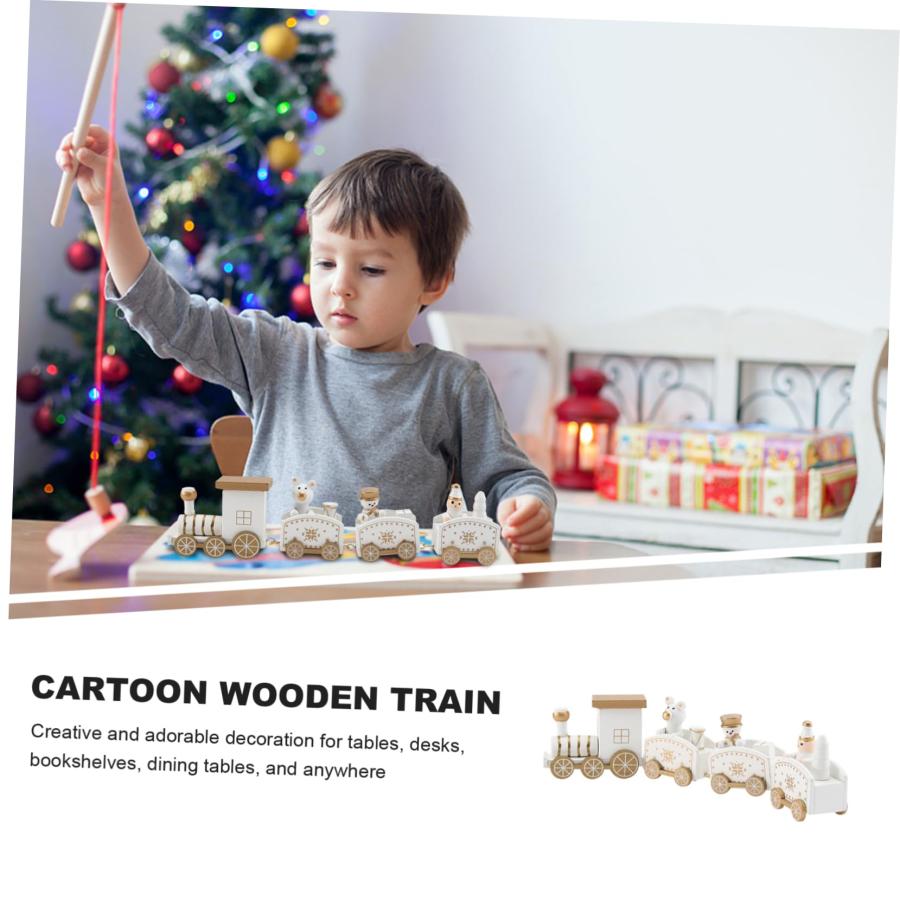 IWOWHERO 1個 クリスマストレイン デスクトップ 木製列車 ミニクリスマスツリー クリスマストレイン彫刻 木製クリスマスト 並行輸入品｜allinone-d｜07