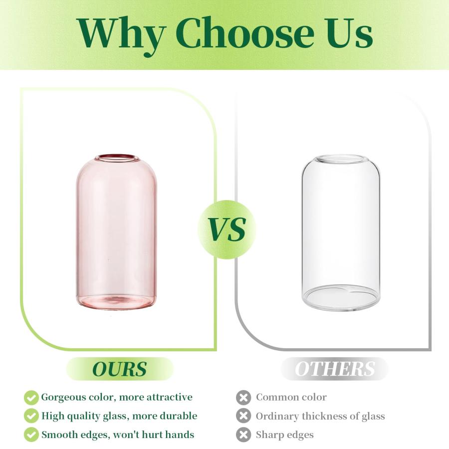 【並行輸入品】Hewory 吹きガラス花瓶 花用 モダン小型ガラス花瓶 センターピース用 12個セット ミニピンク バルク花瓶 ウェディングパー |  | 09