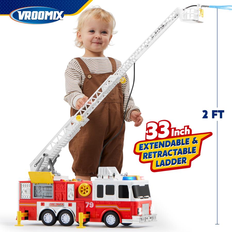 【並行輸入品】JOYIN 特大 33インチ はしご 消防車 おもちゃ 子供用 3歳以上   ライト、サイレン、ホース、ポンプ。 JOYIN Exの画像