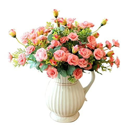 【並行輸入品】CAIMIAO Decor Artificial Flowers with Vase Rose Decoration Floweの画像