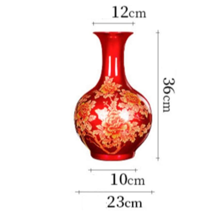 【並行輸入品】Red Peony Flower Ceramic Vase, Chinese Tradition Decorative Porcの画像