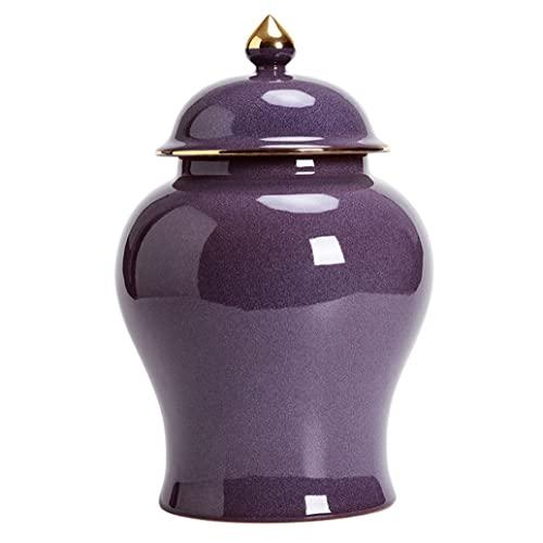 【並行輸入品】Purple Ceramic Ginger Jar Vase With Lid,Traditional Chinese Decoの画像
