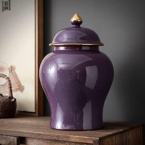 【並行輸入品】Purple Ceramic Ginger Jar Vase With Lid,Traditional Chinese Decoの画像