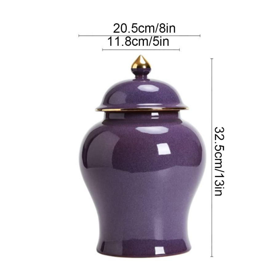 【並行輸入品】Purple Ceramic Ginger Jar Vase With Lid,Traditional Chinese Decoの画像