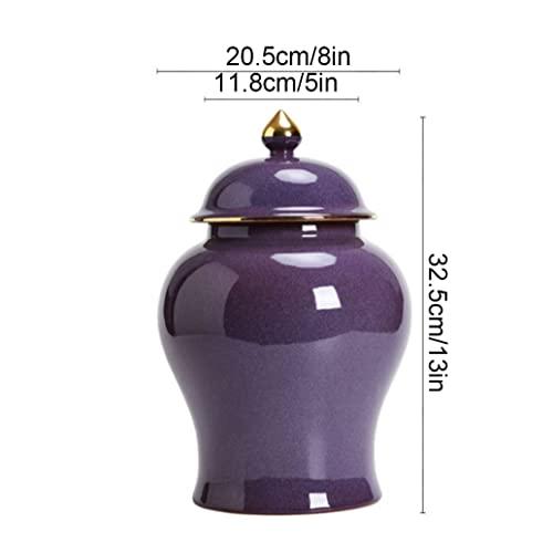 【並行輸入品】Purple Ceramic Ginger Jar Vase With Lid,Traditional Chinese Decoの画像