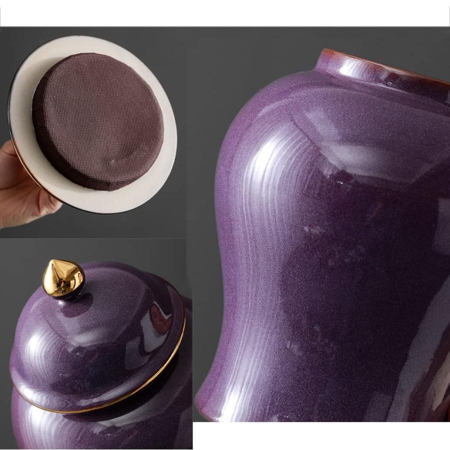 【並行輸入品】Purple Ceramic Ginger Jar Vase With Lid,Traditional Chinese Decoの画像
