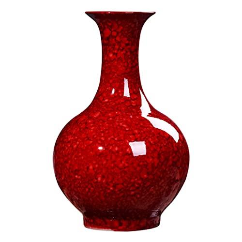 【並行輸入品】Red Ceramic Flower Vase Ginger Jars for Home Decor, Dried Flowerの画像