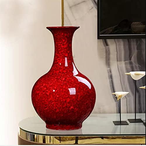 【並行輸入品】Red Ceramic Flower Vase Ginger Jars for Home Decor, Dried Flowerの画像