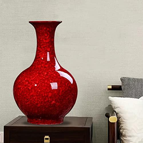 【並行輸入品】Red Ceramic Flower Vase Ginger Jars for Home Decor, Dried Flowerの画像