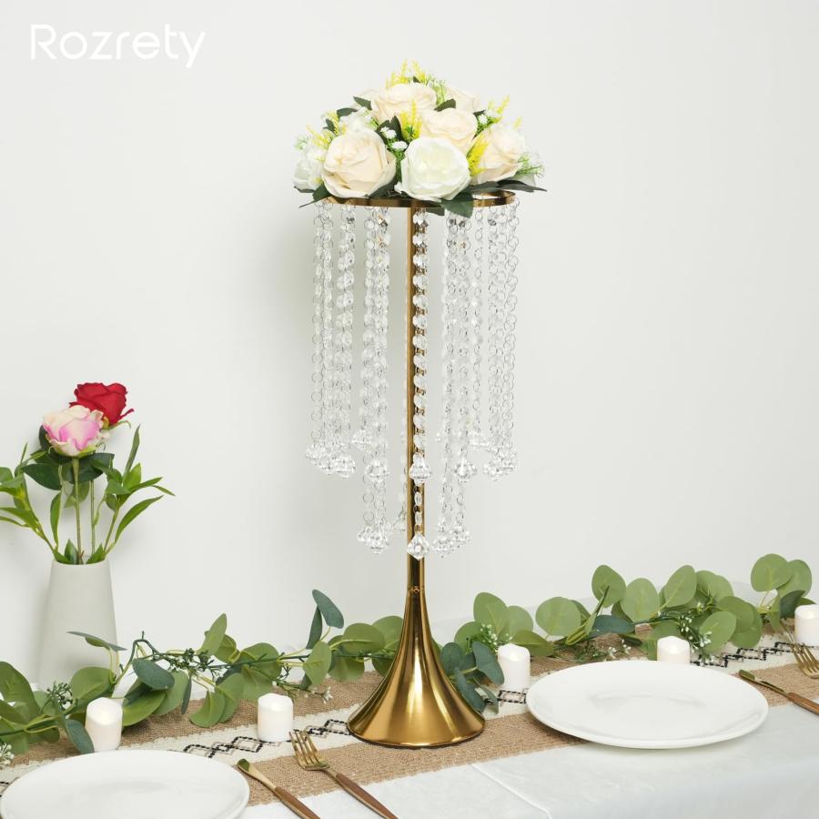 【並行輸入品】Rozrety テーブル用ゴールドセンターピース 4個 ウェディングセンターピース テーブル用花瓶 高さ22インチ メタルクリスタ_3