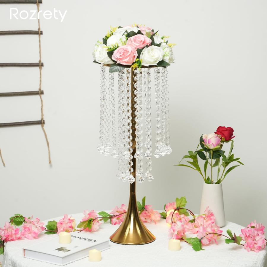 【並行輸入品】Rozrety テーブル用ゴールドセンターピース 4個 ウェディングセンターピース テーブル用花瓶 高さ22インチ メタルクリスタ_6