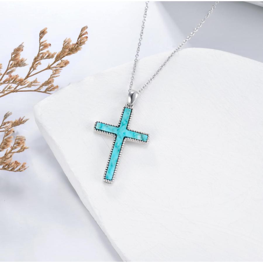 SILVER 925 MEXICO クロス　ネックレス　ターコイズ　チェーン付き 並行輸入品】BETHZA ターコイズクロスネックレス レディース 925
