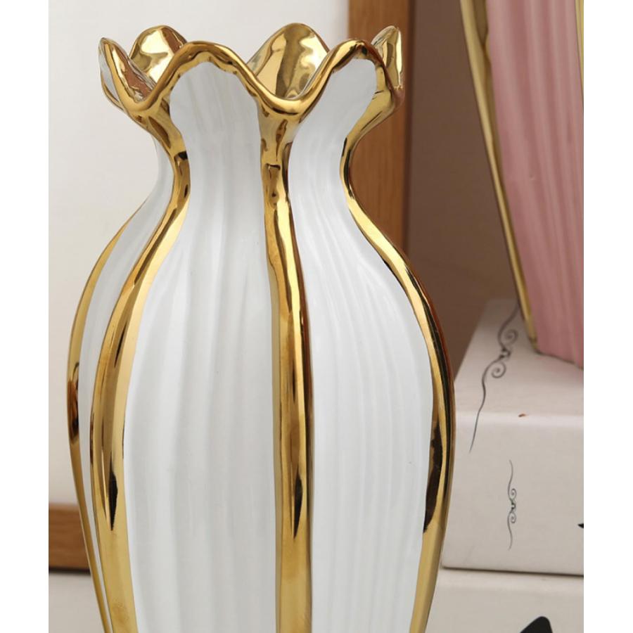 【並行輸入品】ゴールドセラミック花瓶、セラミックモダンフラワー花瓶モダンアートセラミックハンドホールディング植物装飾用農家装飾結婚式ディナーテー_9