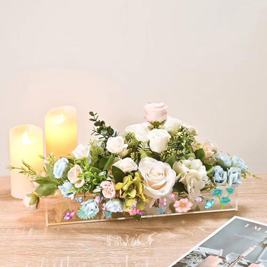 【並行輸入品】Tystuvyt 花瓶 アクリル 長方形 花柄 センターピース ダイニングテーブル用 24インチ 12穴 長方形アクリル花瓶_9