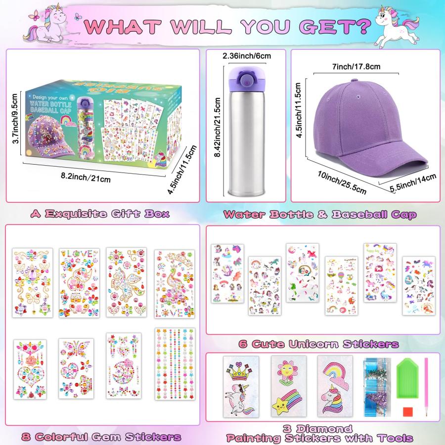 【並行輸入品】Crafts Gifts for Girls Kids 6 12 Decorate Your Own 17oz Water Boの画像
