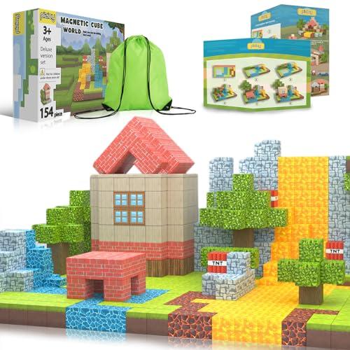 【並行輸入品】STEM モンテッソーリ感覚おもちゃ 154ピース マグネットビルディングブロック 3人以上の子供向けギフト フィジェットキューブの画像