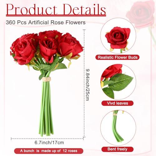 【並行輸入品】Jexine 360 ヘッド 30 ブーケ 造花バラ フラワー バルク フェイクローズ フラワーブーケ リアルなシルクフェイクロー |  | 04