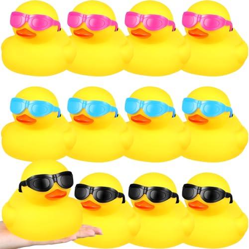並行輸入品】Deekin 12個セット Lサイズ ゴム製アヒル サングラス付き