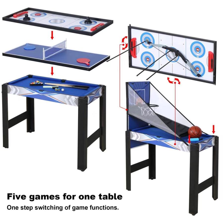 【並行輸入品】5イン1 ミニマルチゲームコンビネーションテーブルセット 卓球テーブル プールテーブル アーチェリー スライドホッケー バスケット |  | 06