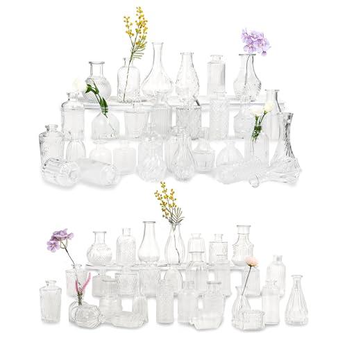 【並行輸入品】Jelofly ガラスつぼみ花瓶 60個セット 小さな透明なつぼみ センターピース用 ミニヴィンテージガラス花瓶 素朴なウェディン_1