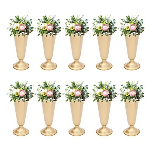 【並行輸入品】LOHISHILO 10Pcs 9.8in Flower Trumpet Vase Stand Metal Floor Stan_1