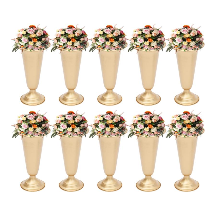 【並行輸入品】LOHISHILO 10Pcs 9.8in Flower Trumpet Vase Stand Metal Floor Stan_3