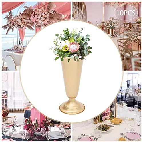 【並行輸入品】LOHISHILO 10Pcs 9.8in Flower Trumpet Vase Stand Metal Floor Stan_7