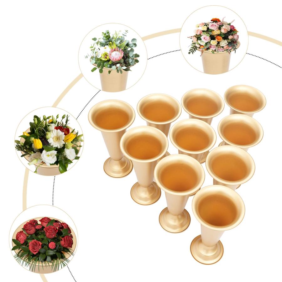 【並行輸入品】LOHISHILO 10Pcs 9.8in Flower Trumpet Vase Stand Metal Floor Stan_9
