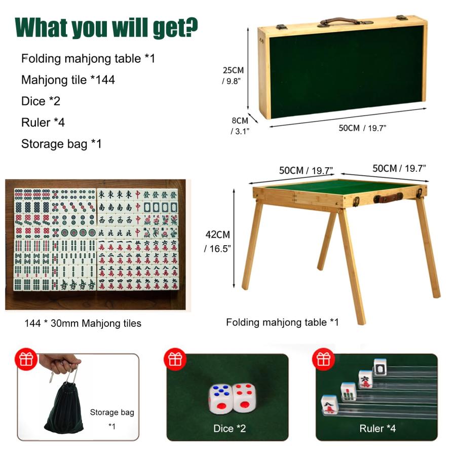 並行輸入品】Guokerlili 麻雀タイルセット 折りたたみ式テーブル付き