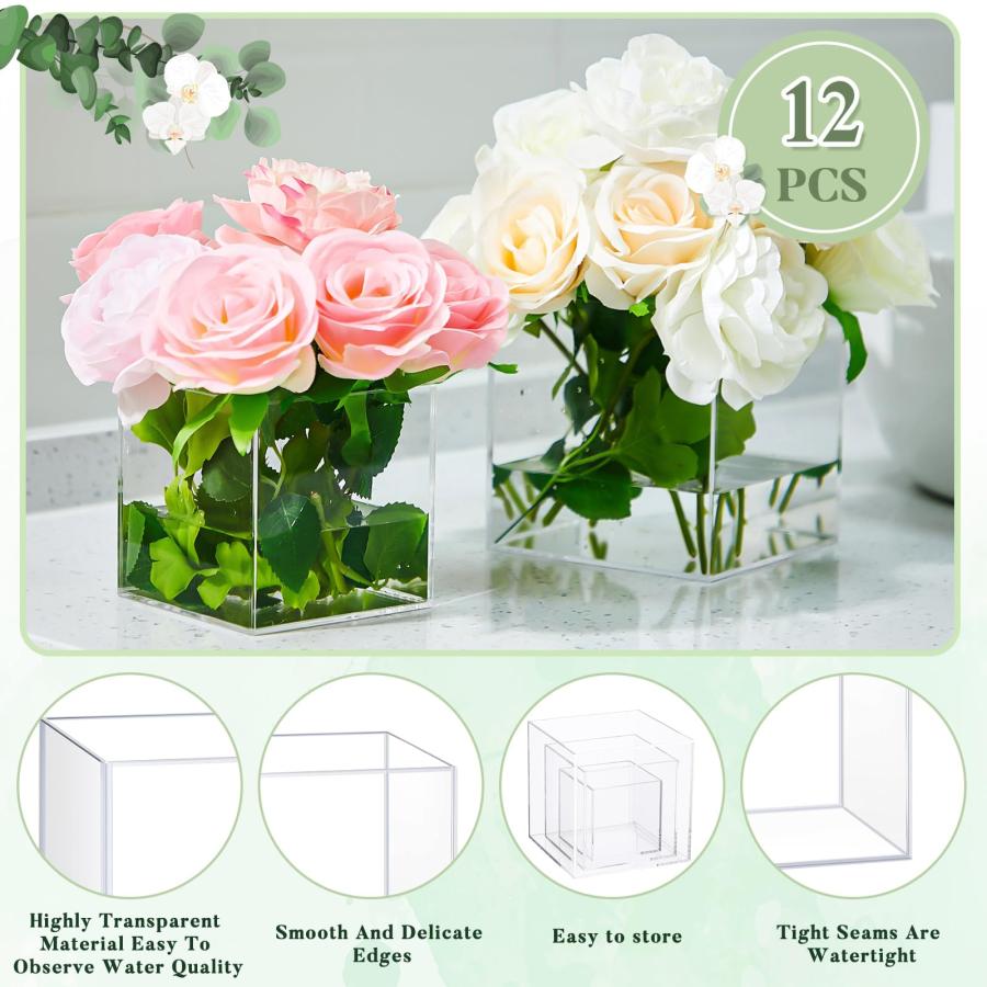 並行輸入品】Thyle 3サイズ 花瓶 アクリル 四角い花瓶 センターピース