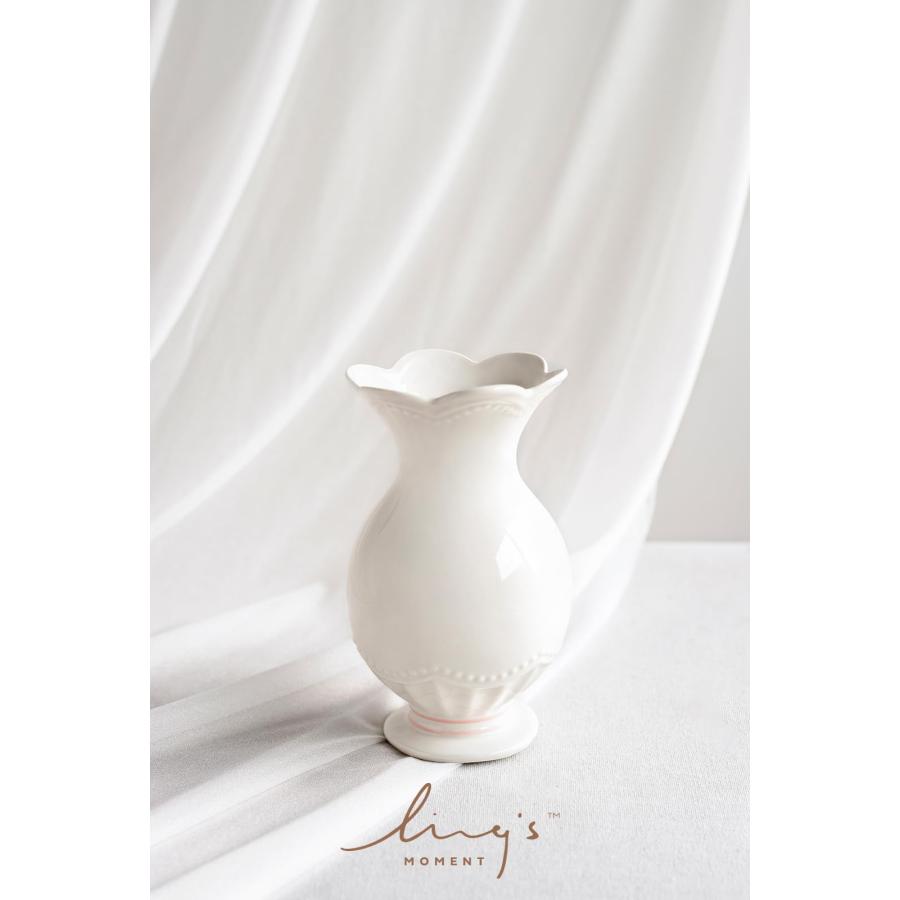 並行輸入品】ホワイトセラミック花瓶 ヴィンテージ ピンク釉 Ling's