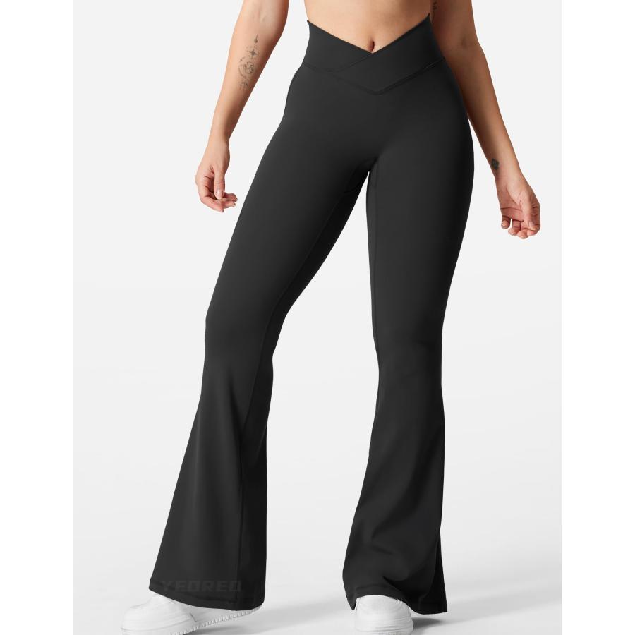 【並行輸入品】YEOREO Kalie Flare Scrunch Leggings for Women V Cross Waist Bell_3