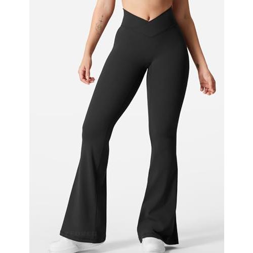 【並行輸入品】YEOREO Kalie Flare Scrunch Leggings for Women V Cross Waist Bell_4
