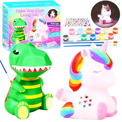 【並行輸入品】自分でペイント 恐竜 \u0026 ユニコーン ナイトライト アートキット 子供用 創造的なアート クラフト 4 12歳の女の子 女の子用の画像