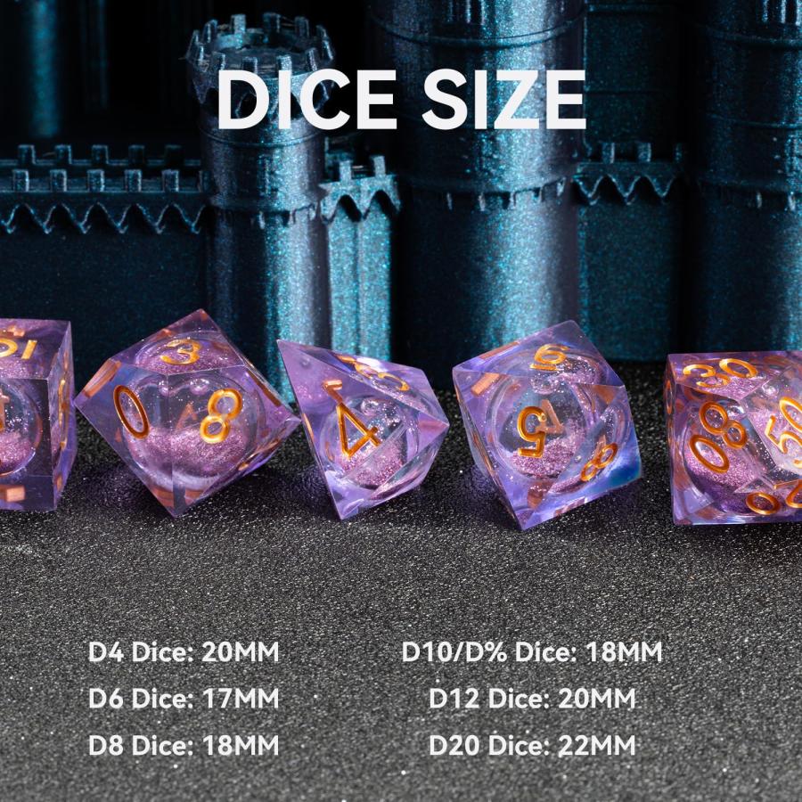 DND ダイスセット 100%ハンドメイド シャープエッジ 樹脂ダイス ダンジョンズアンドドラゴンズ 多面体ダイスセット クリスタ 並行輸入品｜allinone-d｜07