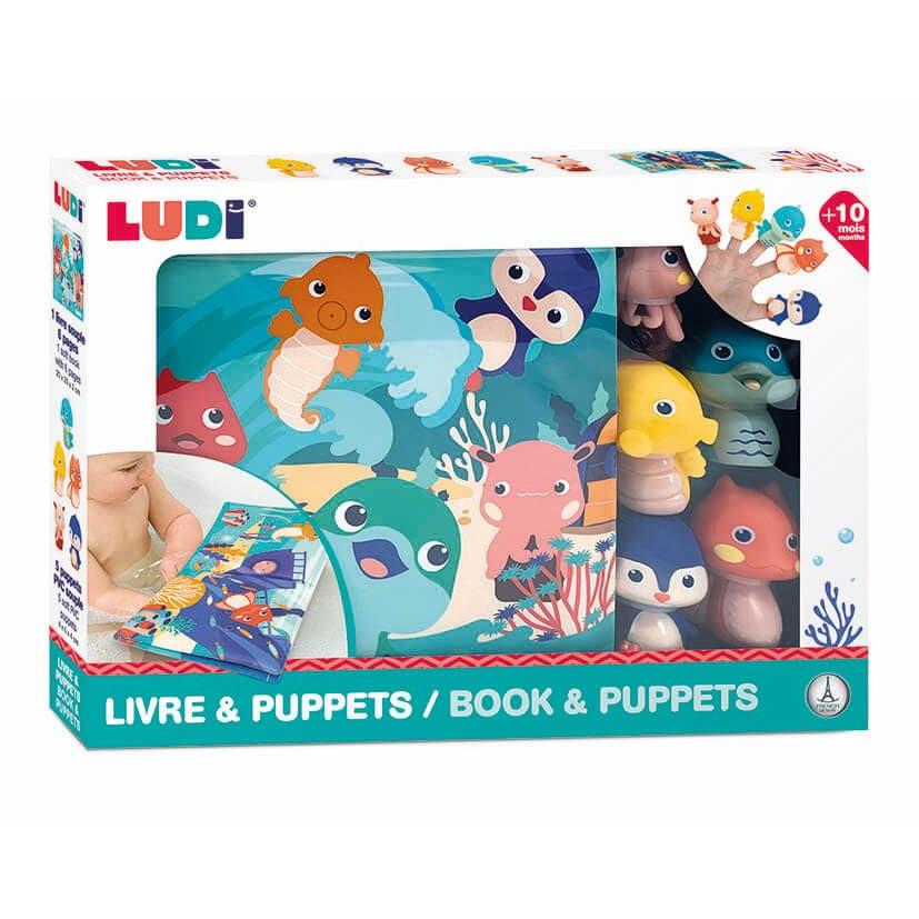 【並行輸入品】LUDI Plastic Play Book for Bath time 5 Finger Puppets: Sea B_3