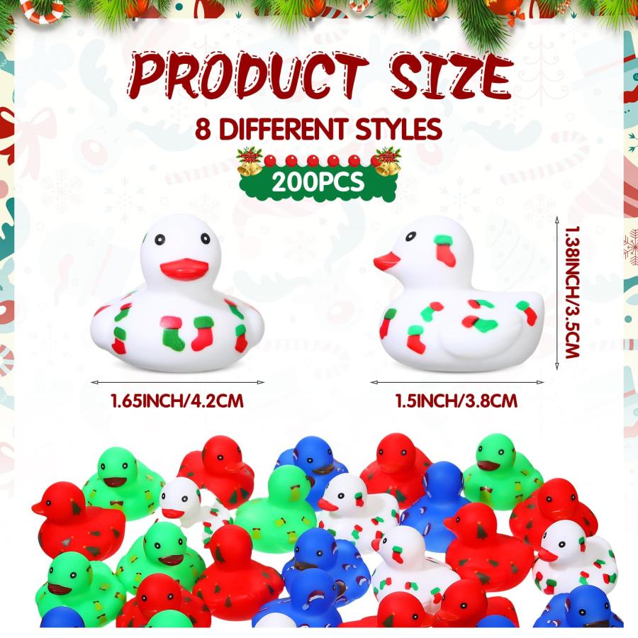 【並行輸入品】Hiboom 200 Pcs Christmas Bath Toys Rubber Ducks for Boys Girls S_3