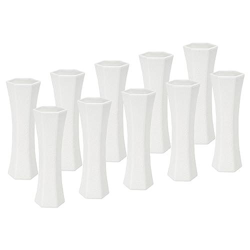 【並行輸入品】PATIKIL 花瓶 10個パック プラスチック花瓶 セラミック風 小さなトールフローラル花瓶 壊れないつぼみ テーブルセンターピ