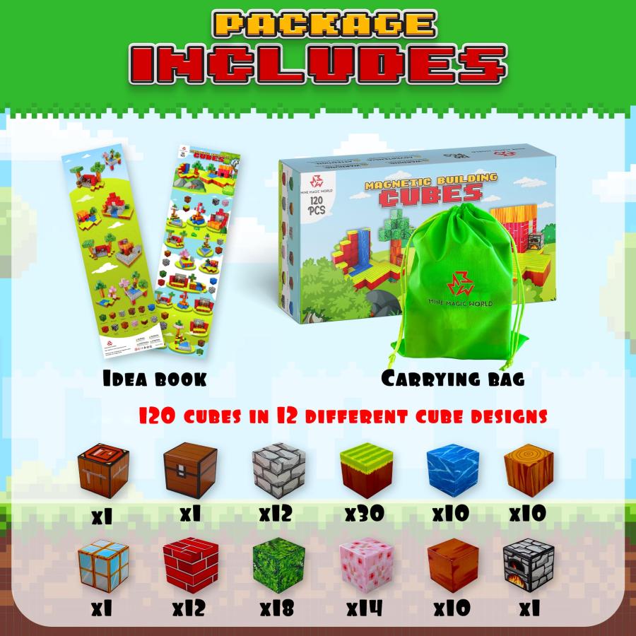 【並行輸入品】Magnetic Blocks Building Toys 120PCS   Build Mine Magnet World Sの画像
