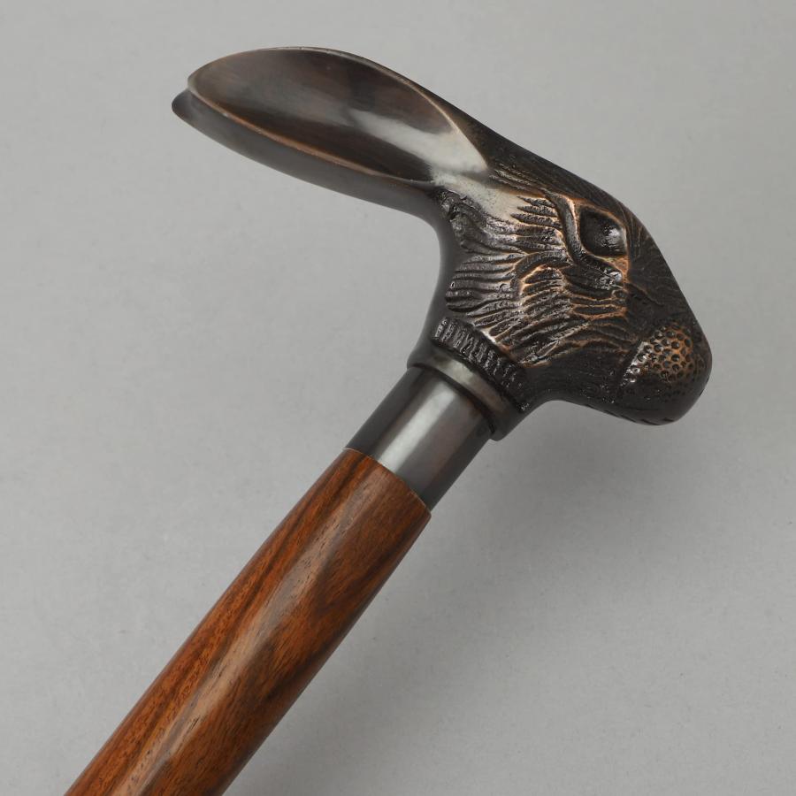 【並行輸入品】Bhartiya Handicrafts ラビットヘッド スタイリッシュな木製ウォーキング杖 シルバーとアンティークメッキラビット_6