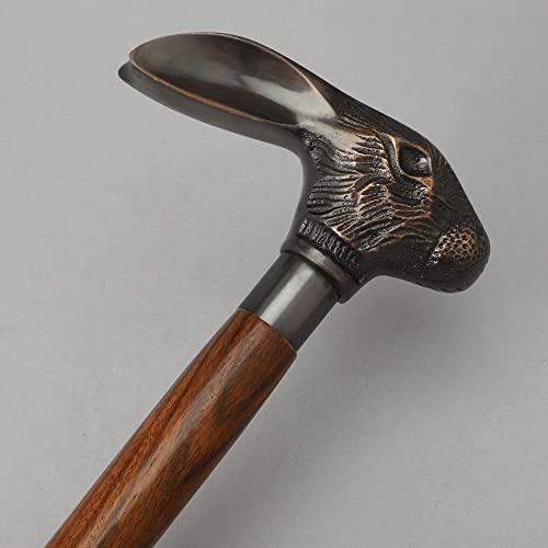 【並行輸入品】Bhartiya Handicrafts ラビットヘッド スタイリッシュな木製ウォーキング杖 シルバーとアンティークメッキラビット_7