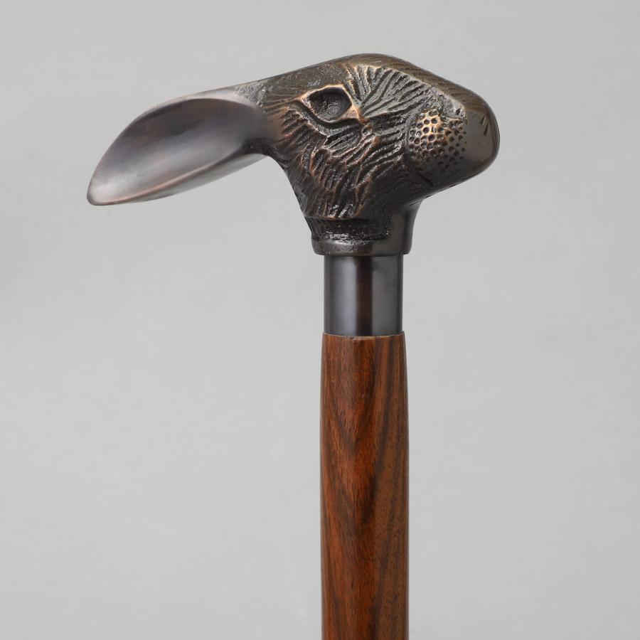 【並行輸入品】Bhartiya Handicrafts ラビットヘッド スタイリッシュな木製ウォーキング杖 シルバーとアンティークメッキラビット_9