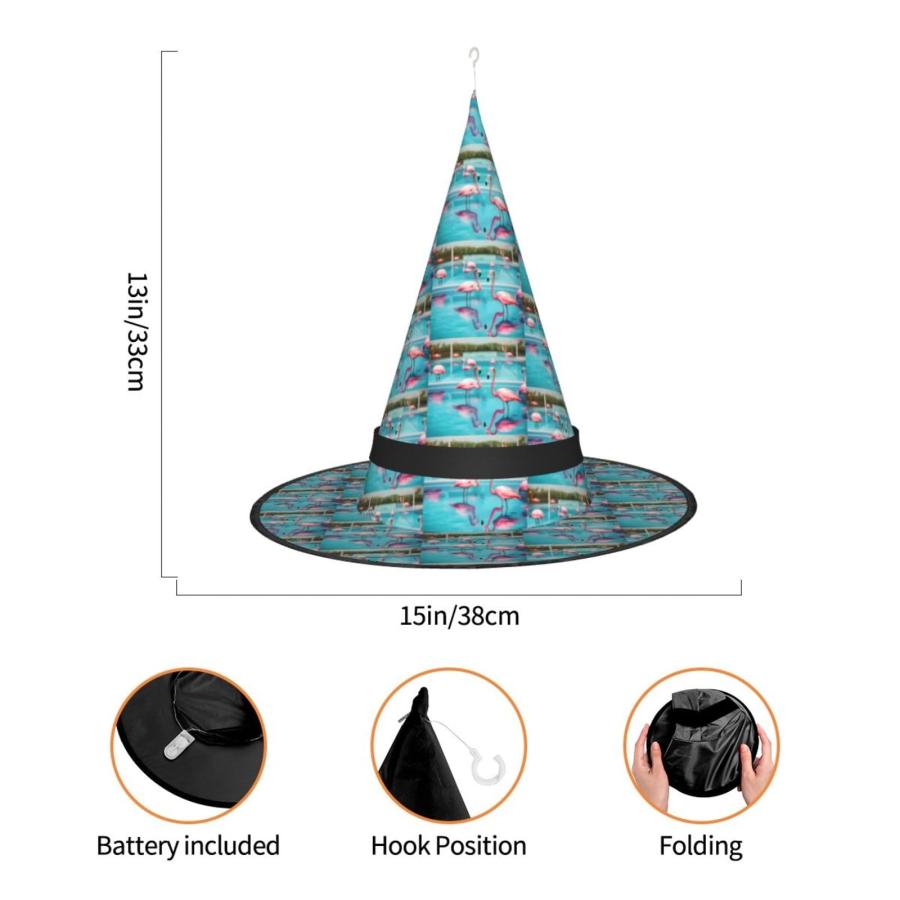 【並行輸入品】Breaux Flamingo And Swimming Pool Print Halloween Witch Hat Deco_9