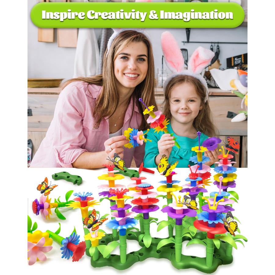 【並行輸入品】Gojmzo 150個 フラワーガーデンビルディングおもちゃ 2 3 4 5歳の女の子向け クリスマス誕生日プレゼント 幼児の女の |  | 03