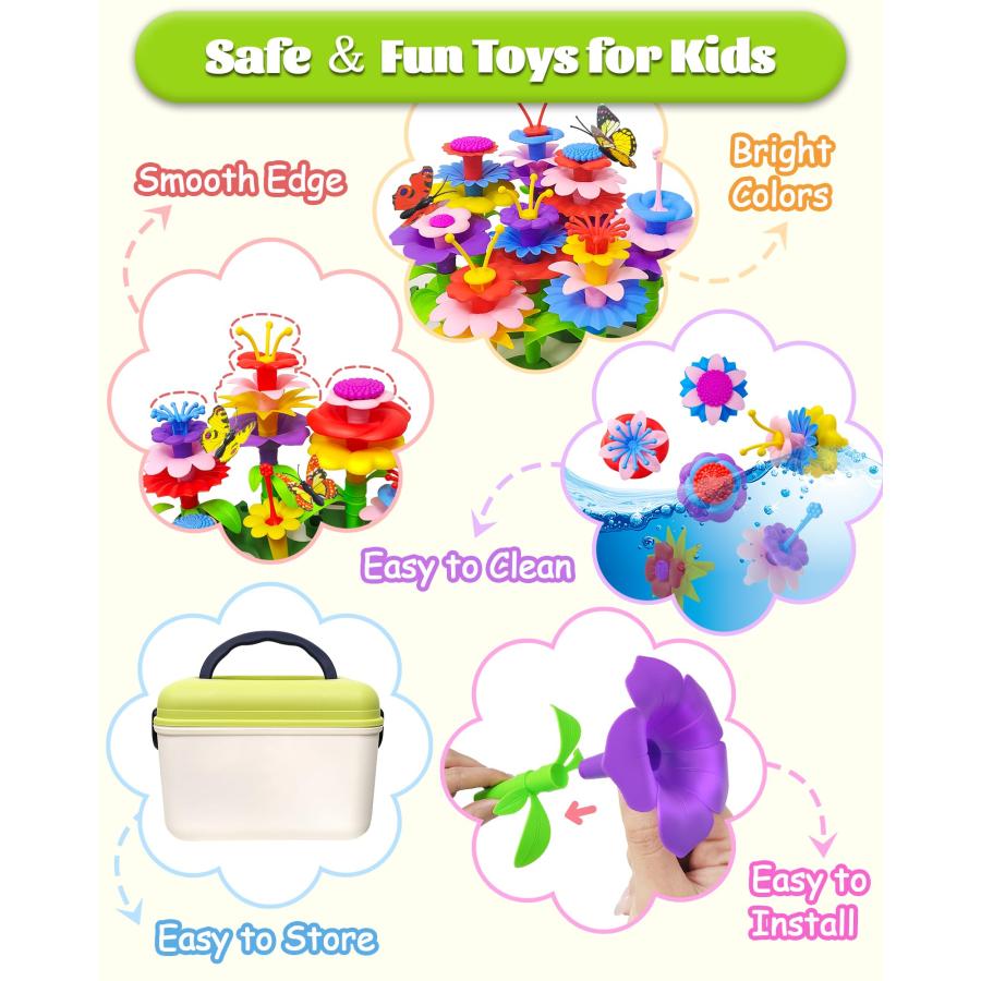 【並行輸入品】Gojmzo 150個 フラワーガーデンビルディングおもちゃ 2 3 4 5歳の女の子向け クリスマス誕生日プレゼント 幼児の女の |  | 09