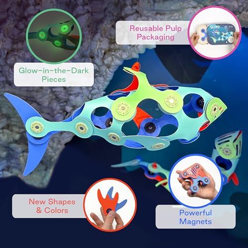 【並行輸入品】Clixo 海の生き物パック 暗闇で光る磁気ビルディングアドベンチャー 水中探検のための24個のユニークなピース。想像力豊_3
